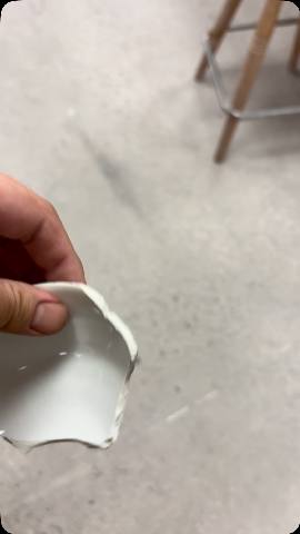 jumped off my shelf. i really love a broken pottery. little check in with the pottery gods. all good here. im happy with my walls.