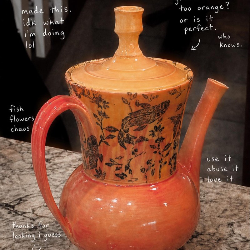 Acid Teapot — wheel-thrown cone 6 stoneware, 6in x 8in